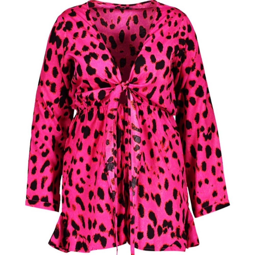 Neon pink leopard print romper